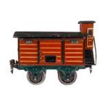 Märklin ged. Güterwagen 1804, Spur 1, uralt, HL, mit BRHh und 1 ST, LS und gealterter Lack, L 15,