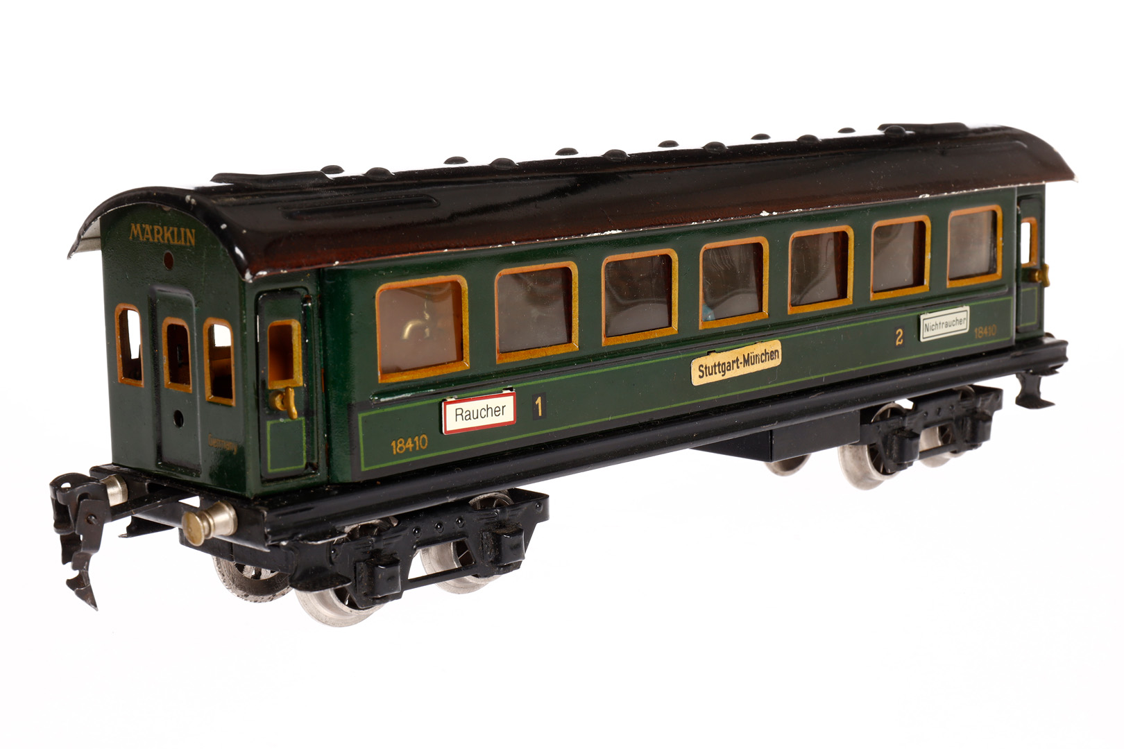 Märklin Personenwagen 1841 G, Spur 0, CL, mit Inneneinrichtung, 4 AT, Gussrädern, Schildern (tw - Image 3 of 6