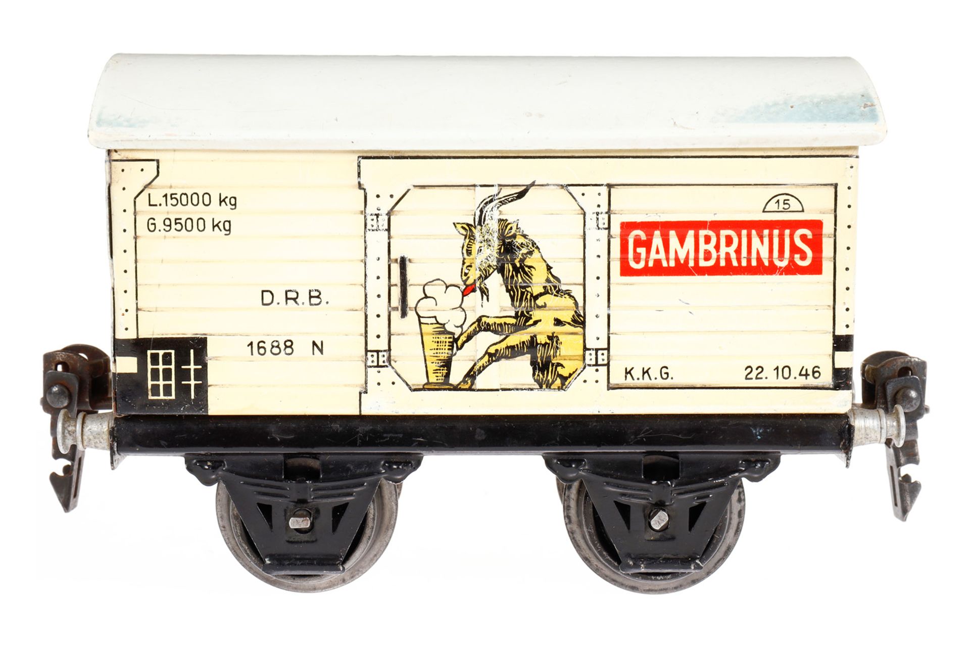 Märklin Gambrinus Bierwagen 1688, Spur 0, CL, mit ST, LS und gealterter Lack, L 13, sonst noch Z 2