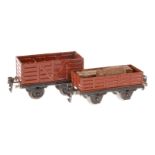 2 Märklin Güterwagen, Spur 0, HL, tw nachlackiert, LS, L 13, Z 3