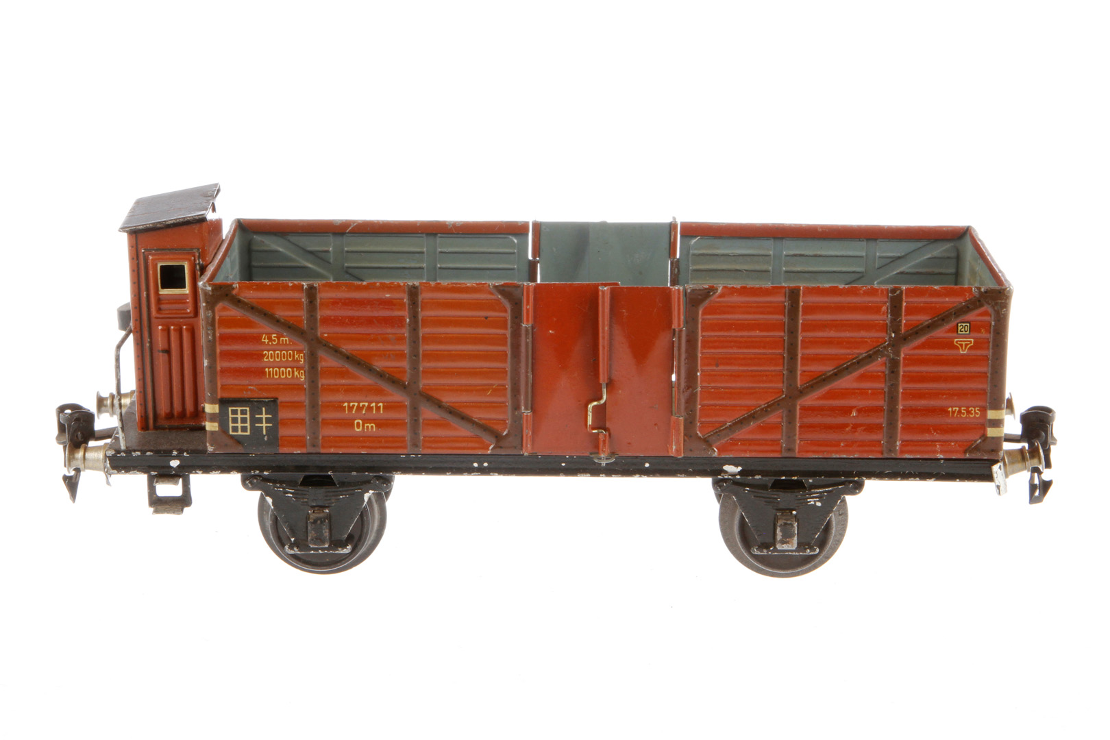 Märklin offener Güterwagen 1771, Spur 1, CL, mit BRH und 2x2 LT, 1 Achslagerblende fehlt, LS und