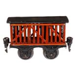 Märklin Früchtewagen 1809, Spur 0, uralt, HL, mit 2 ST, LS und gealterter Lack, L 9,5, sonst Z 2