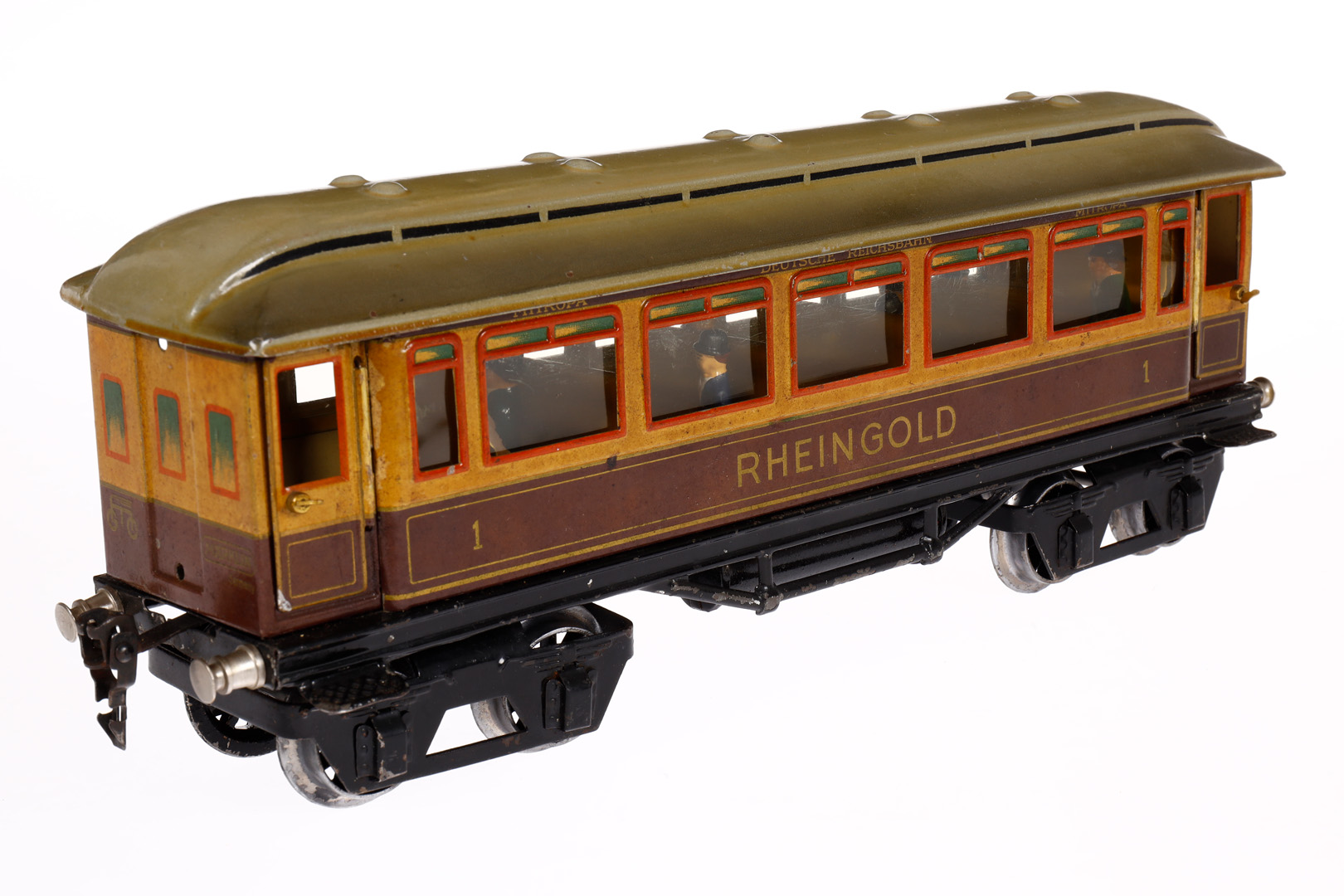 Märklin Rheingoldwagen 1749 G, Spur 1, CL, mit Sitzeinrichtung, 4 AT, Gussrädern und Replik-Figuren, - Image 3 of 5