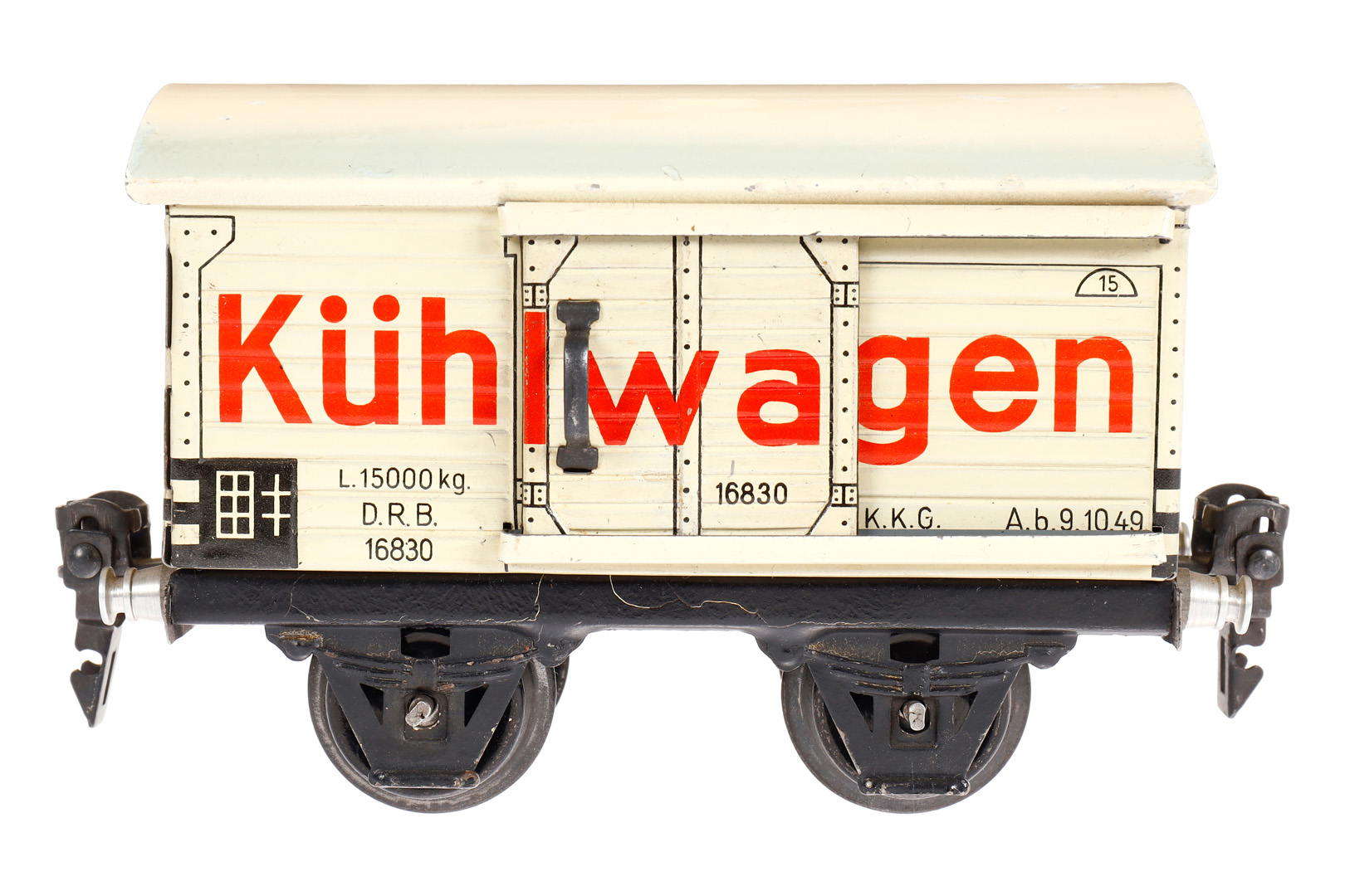 Märklin Kühlwagen 1683, Spur 0, CL, mit 1 ST, LS tw ausgeb., gealterter Lack, L 13, Z 2-3
