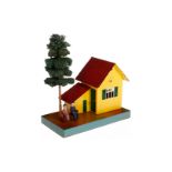 Märklin Wärterhaus 2162 B, HL, mit Baum und Beleuchtung, LS und gealterter Lack, L 15,5, Z 1-2