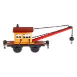 Märklin Kranwagen 1668, Spur 0, HL, mit 2 Kurbeln, Kette und Kugelhaken, LS tw ausgeb., gealterter