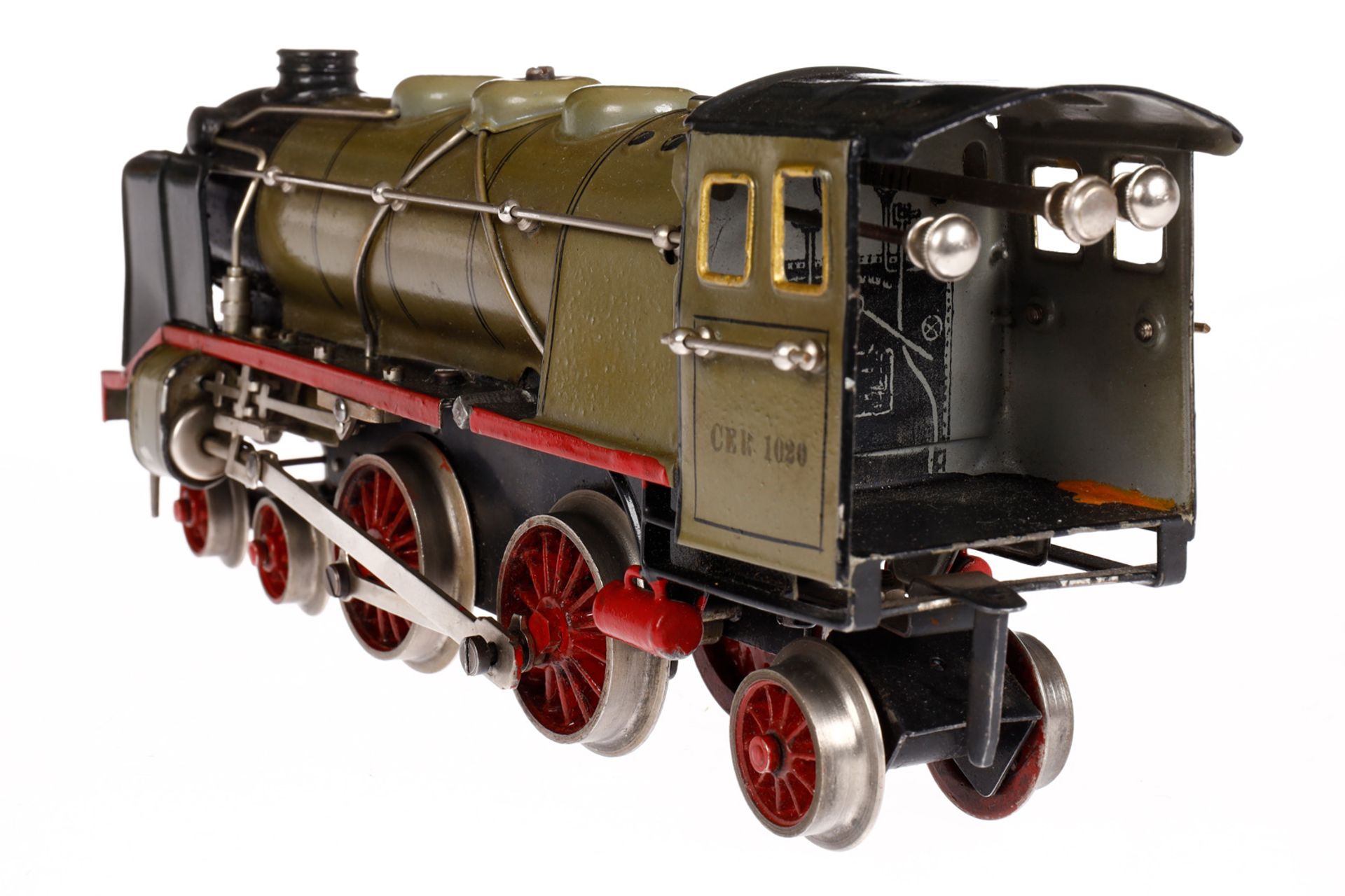 Märklin 2-B-1 Dampflok CER 1020, Spur 0, Uhrwerk intakt, grau/schwarz, mit Tender, kW und 2 imit. - Bild 3 aus 8