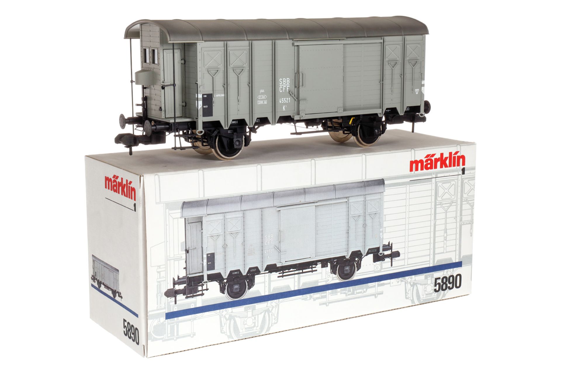 Märklin ged. Güterwagen 5890, Spur 1, grau, Alterungsspuren, L 31, OK, Z 1-2