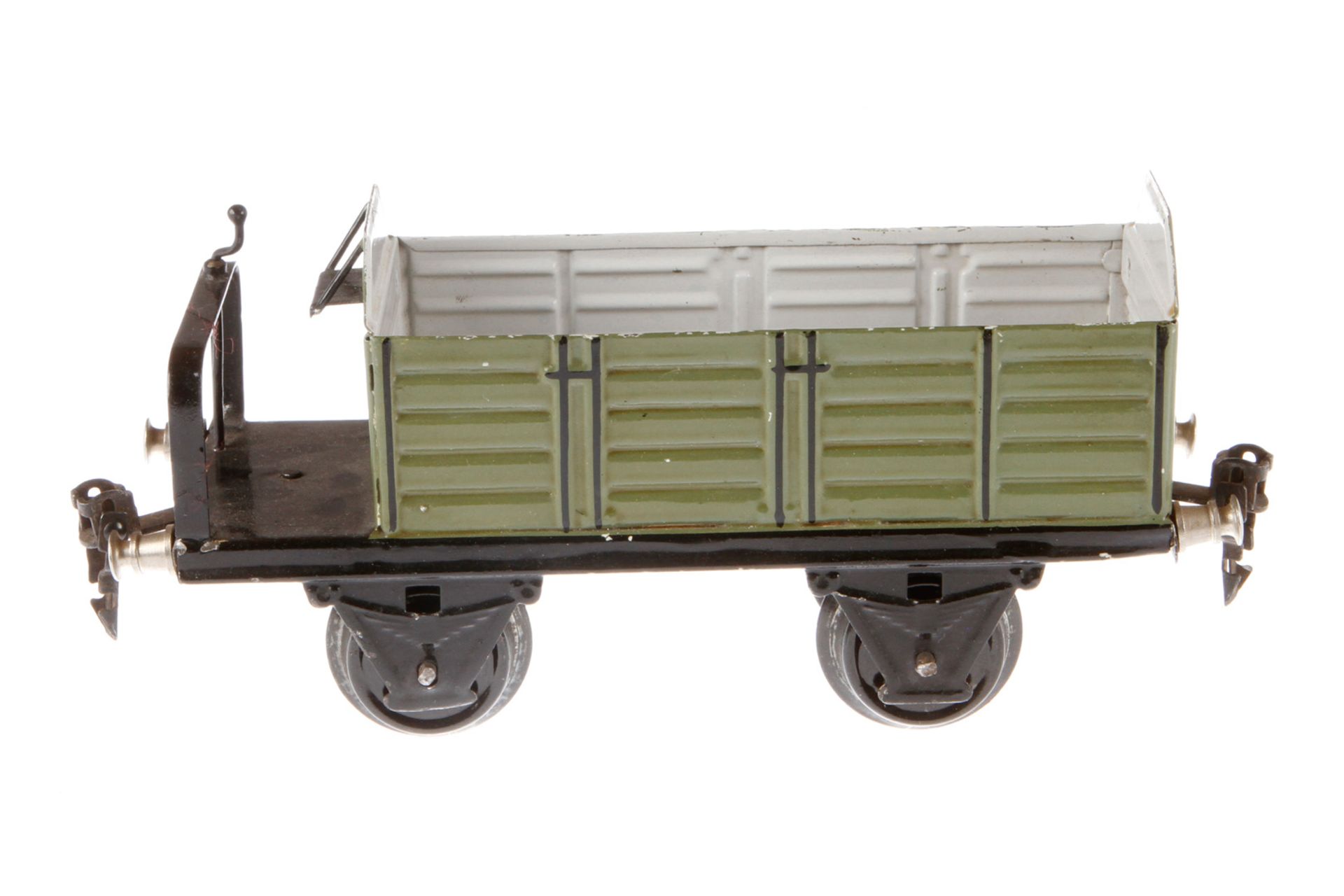 Märklin offener Güterwagen, Spur 1, HL, LS und gealterter Lack, L 19,5, Z 2-3