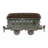 Märklin Personenwagen 1900, Spur 0, HL, ohne Einrichtung, LS tw ausgeb., gealterter Lack, L 14,5,