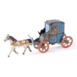 Meier Penny Toy Pferd mit Kutsche, uralt, Cl, L 12, Z 2