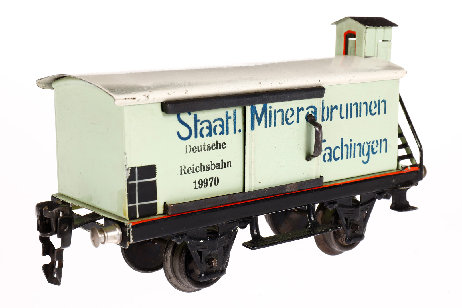 Märklin Mineralwasserwagen 1997, Spur 0, HL, mit BRHh und 2 ST, LS tw ausgeb., gealterter Lack, L - Image 3 of 5