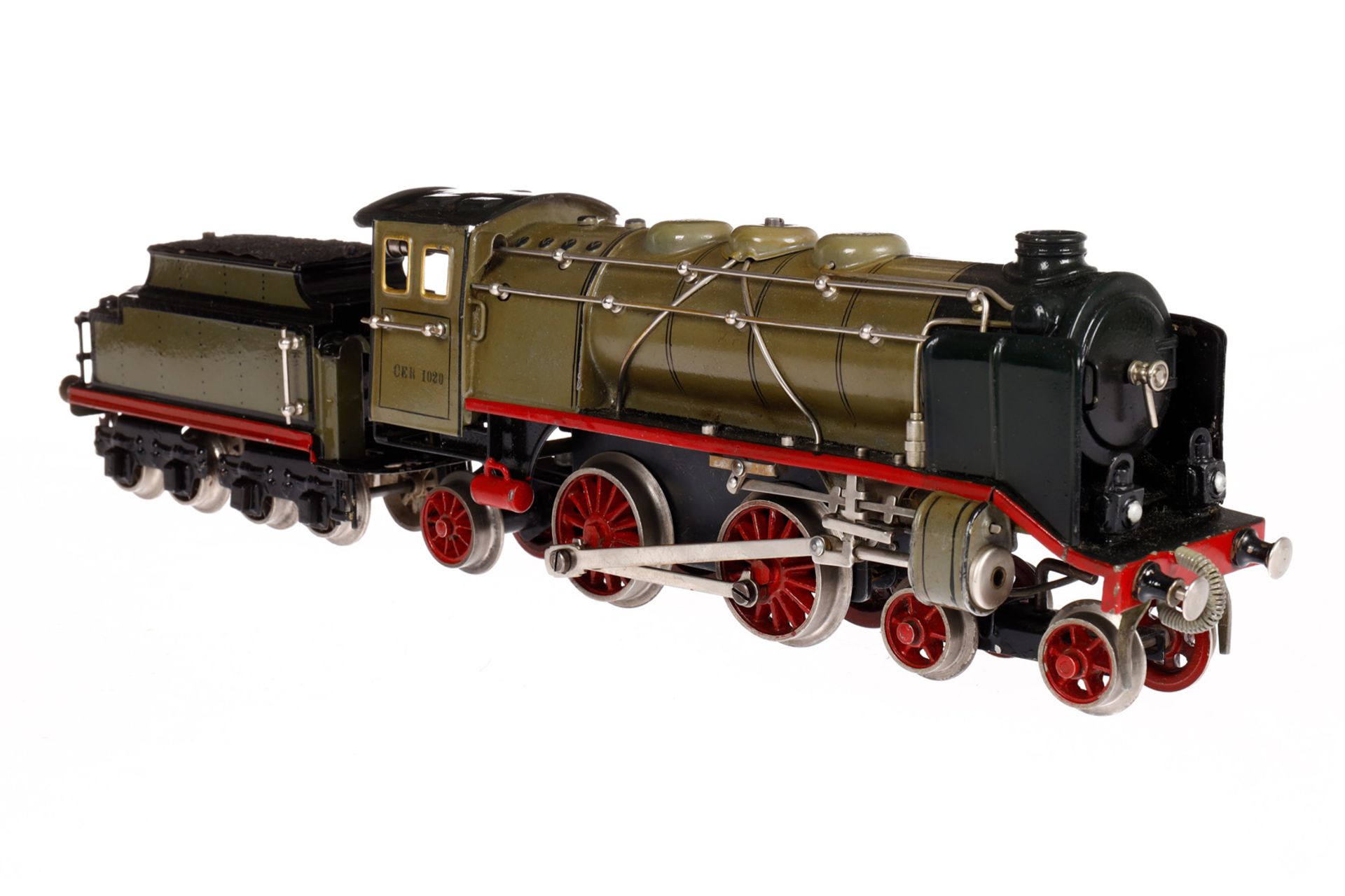 Märklin 2-B-1 Dampflok CER 1020, Spur 0, Uhrwerk intakt, grau/schwarz, mit Tender, kW und 2 imit. - Bild 2 aus 8