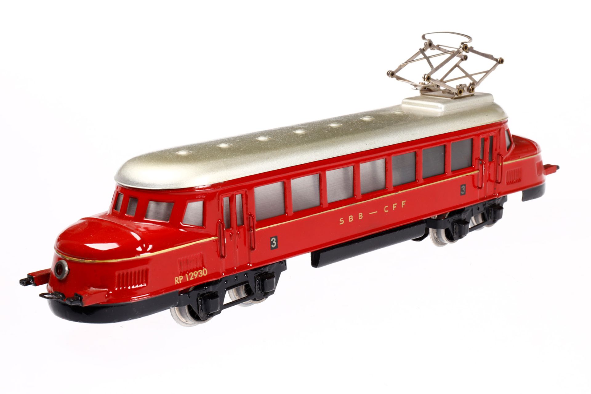 Märklin schweizer Triebwagen RP 12930, Spur 0, elektr., rot, Schwarzbereich an Nasen nachlackiert, - Bild 2 aus 6