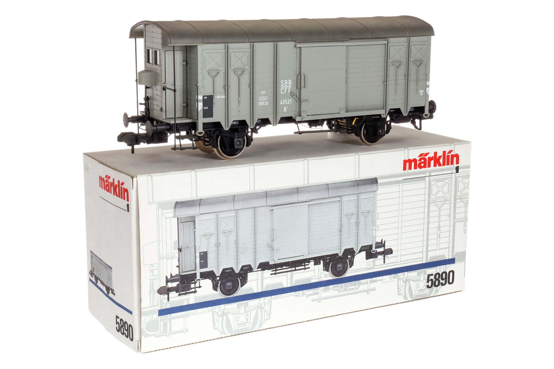 Märklin ged. Güterwagen 5890, Spur 1, grau, Alterungsspuren, L 31, OK, Z 1-2