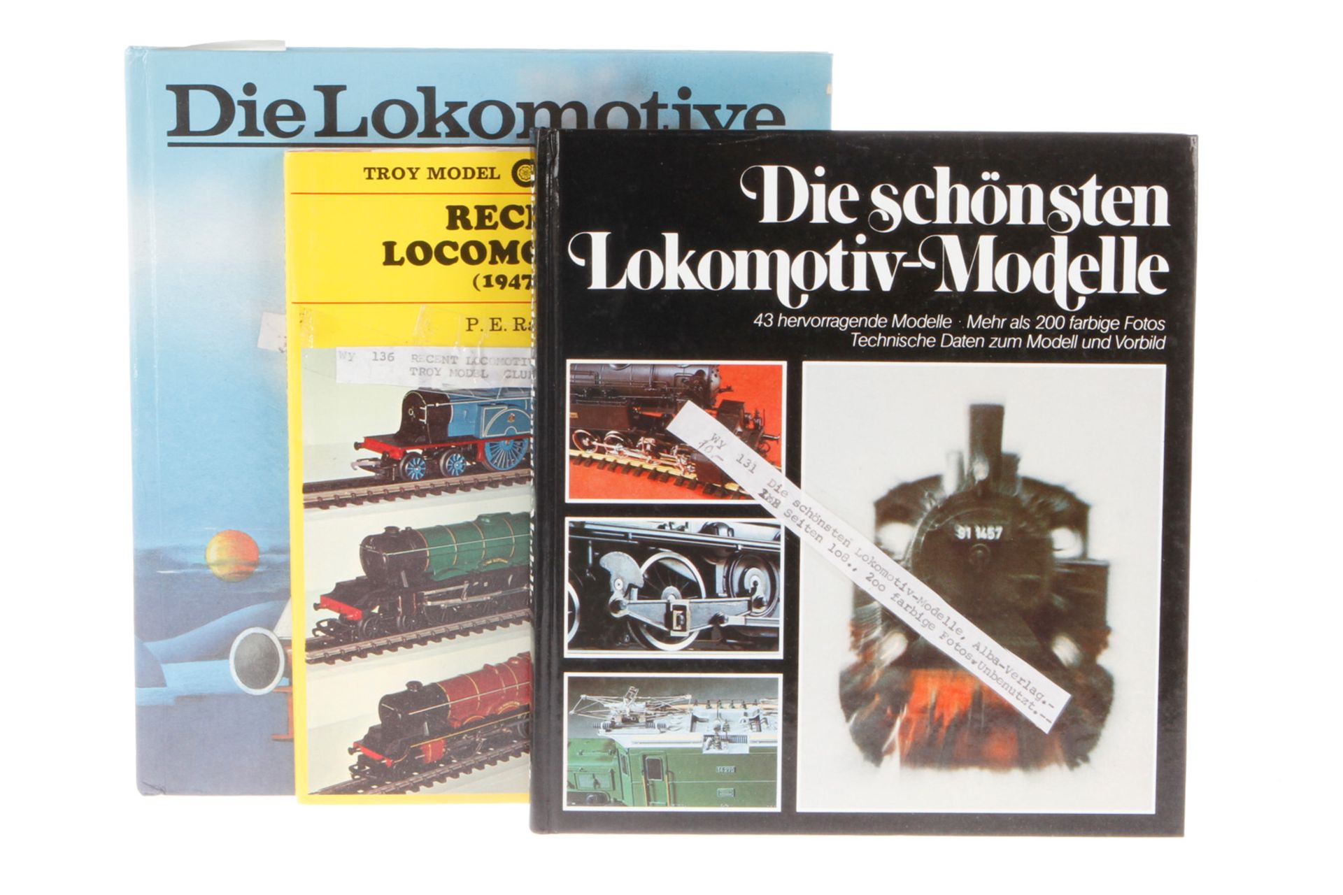 3 Bücher, "Recent Locomotives", "Die schönsten Lokomotiv-Modelle" und "Die Lokomotive" (Rainer