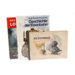 3 Bücher, Rossberg "Geschicte der Eisenbahn", "Das große Buch der Lokomotiven" und "Die Eisenbahn
