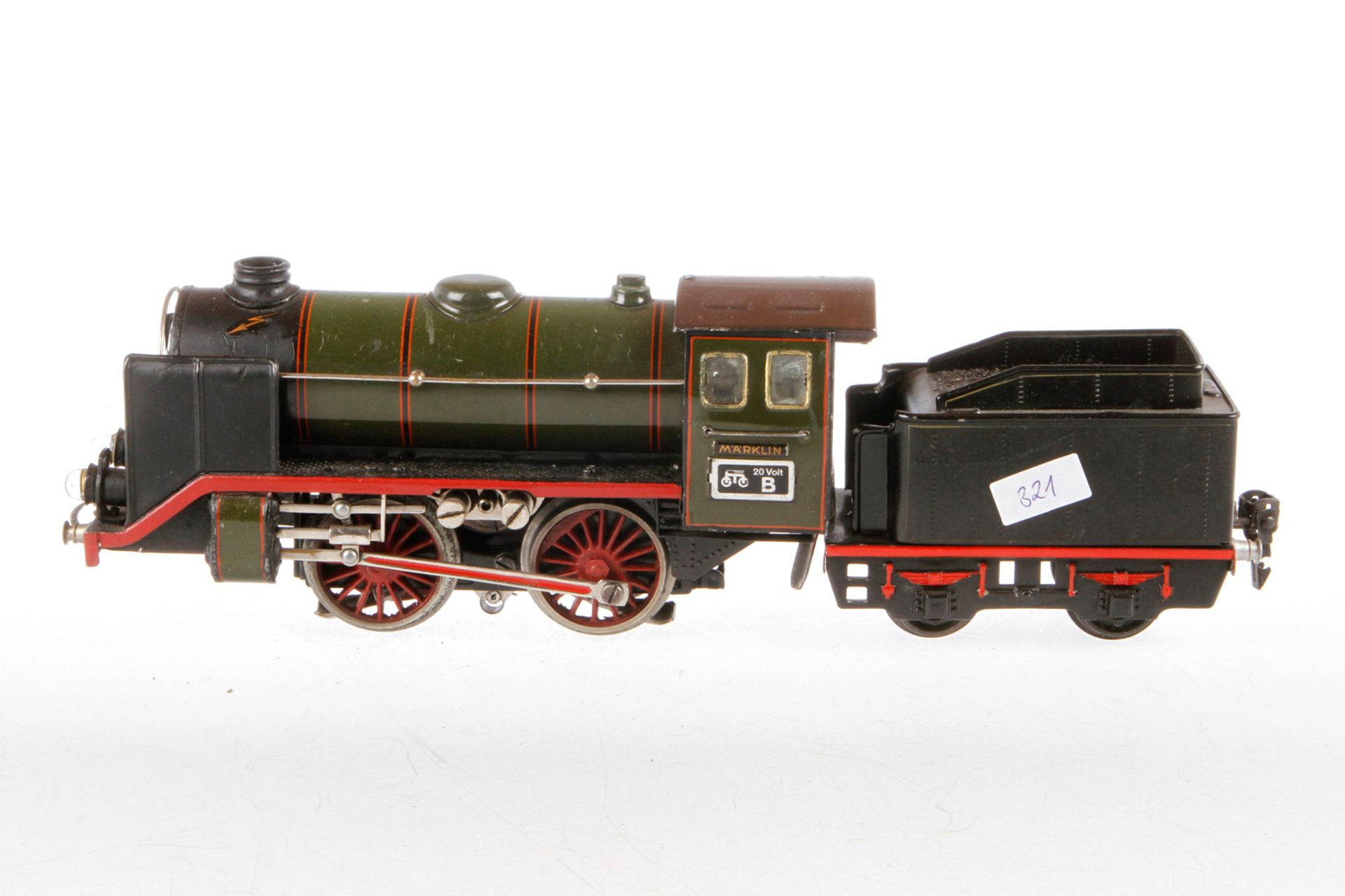 Märklin B-Dampflok R 66/12920, Spur 0, elektr., oliv/schwarz, mit falschem Tender, kW und 2 el. bel.