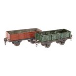 2 Märklin Güterwagen, Spur 0, HL, NV, LS, L 16, Z 3