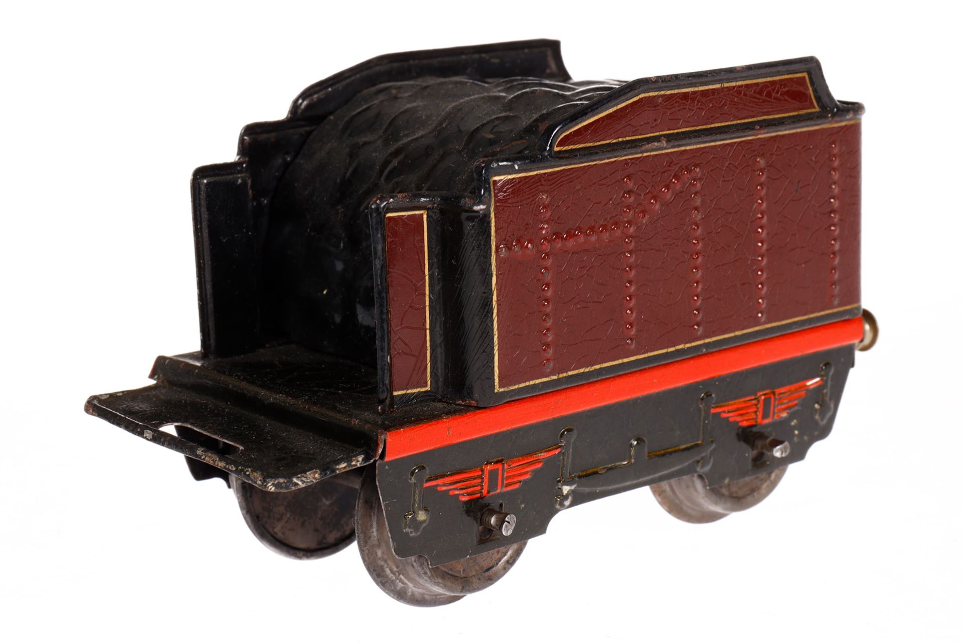 Märklin B-Dampflok R 890, Spur 0, Uhrwerk intakt, rotbraun/schwarz, mit Tender und kW, - Bild 5 aus 6