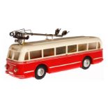 Eheim Trolley-Bus 6100, Spur H0, creme/rot, Alterungsspuren, im Karton, sonst noch Z 2