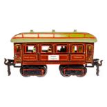 Märklin franz. Speisewagen 1842, Spur 0, uralt, HL, mit Inneneinrichtung, 4 AT, Nachbau-Schildern