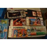 A collection of vintage children's board games and similar to include Kerplunk, Downfall, Hangman,