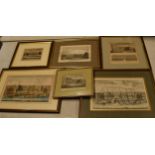 A collection of engravings and prints to include The Custom House, The Custom House, La Douane ou