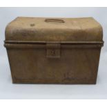 An early 20th century tin trunk. 42 x 27 x 28cm.