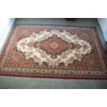 A large 20th century rectangular carpet. 307 x 199cm. in good condition generally with some stains
