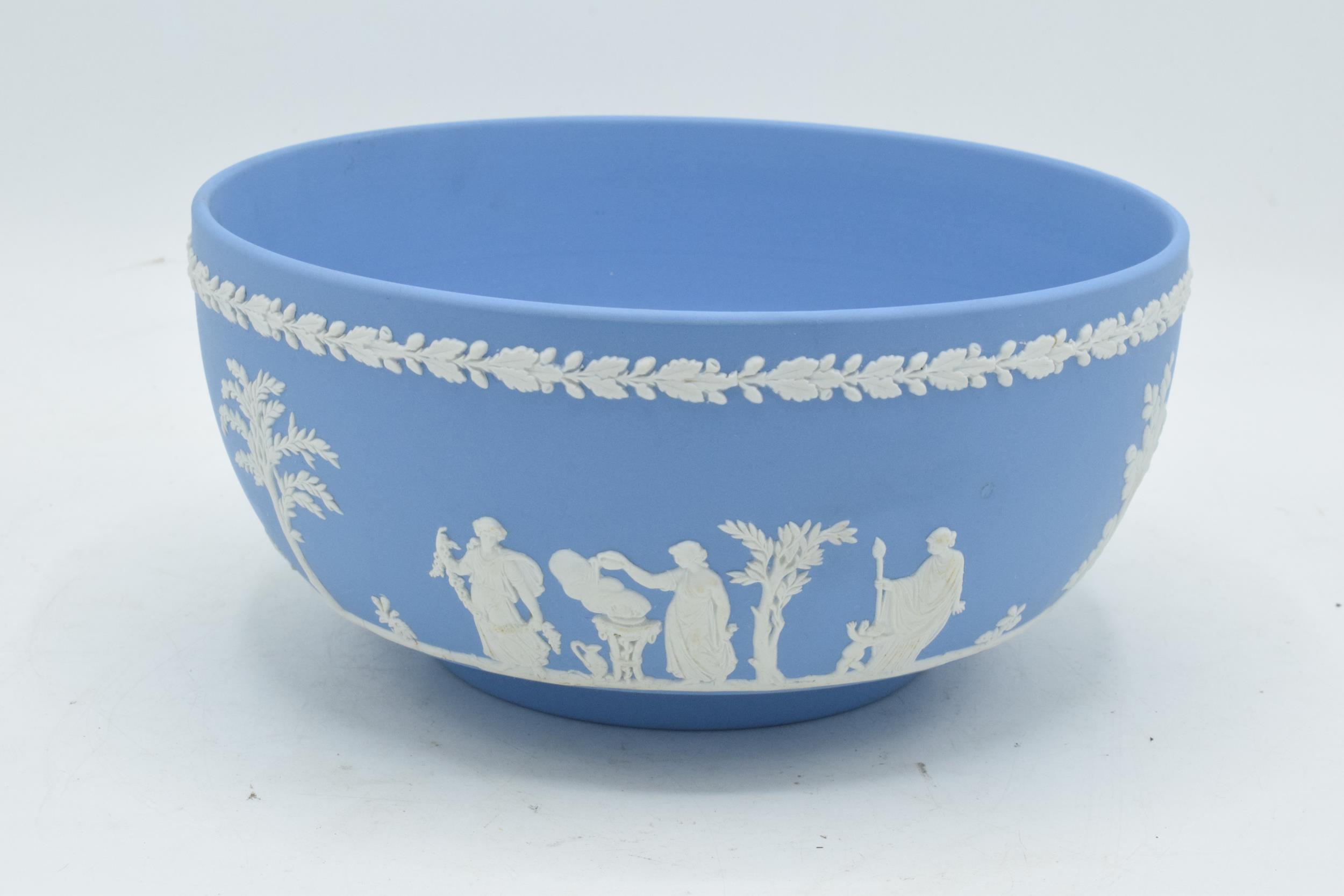 Blue Wedgwood Jasperware bowl. 20cm diameter. In good condition with no obvious damage or