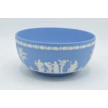 Blue Wedgwood Jasperware bowl. 20cm diameter. In good condition with no obvious damage or