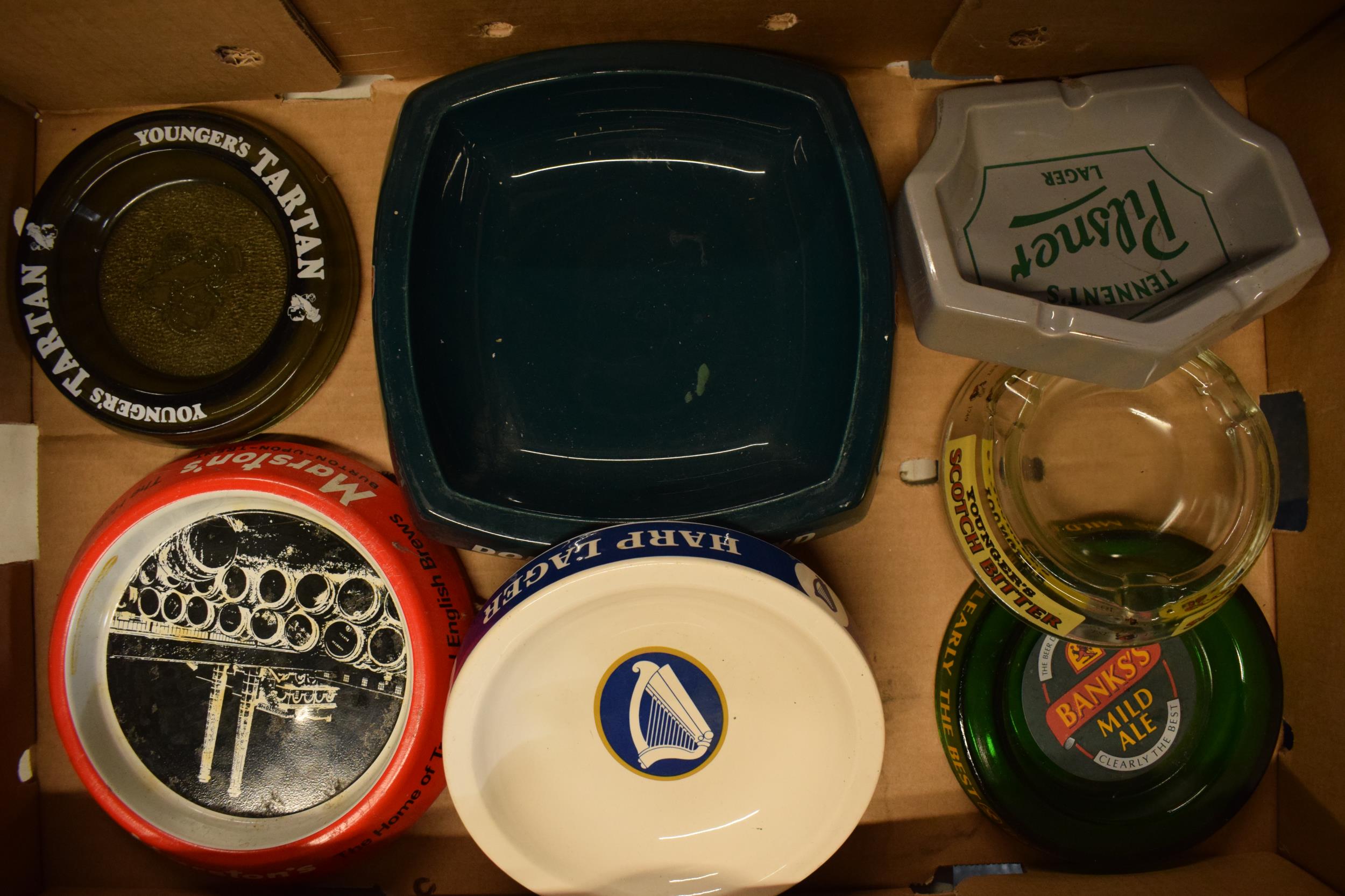 A good collection of pub advertising ash trays to include Bass, Double Diamond, Marstons, Banks', - Image 2 of 3