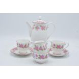 Grafton pink floral coffee set to include coffee pot, milk and sugar, 6 cups and 6 saucers (15