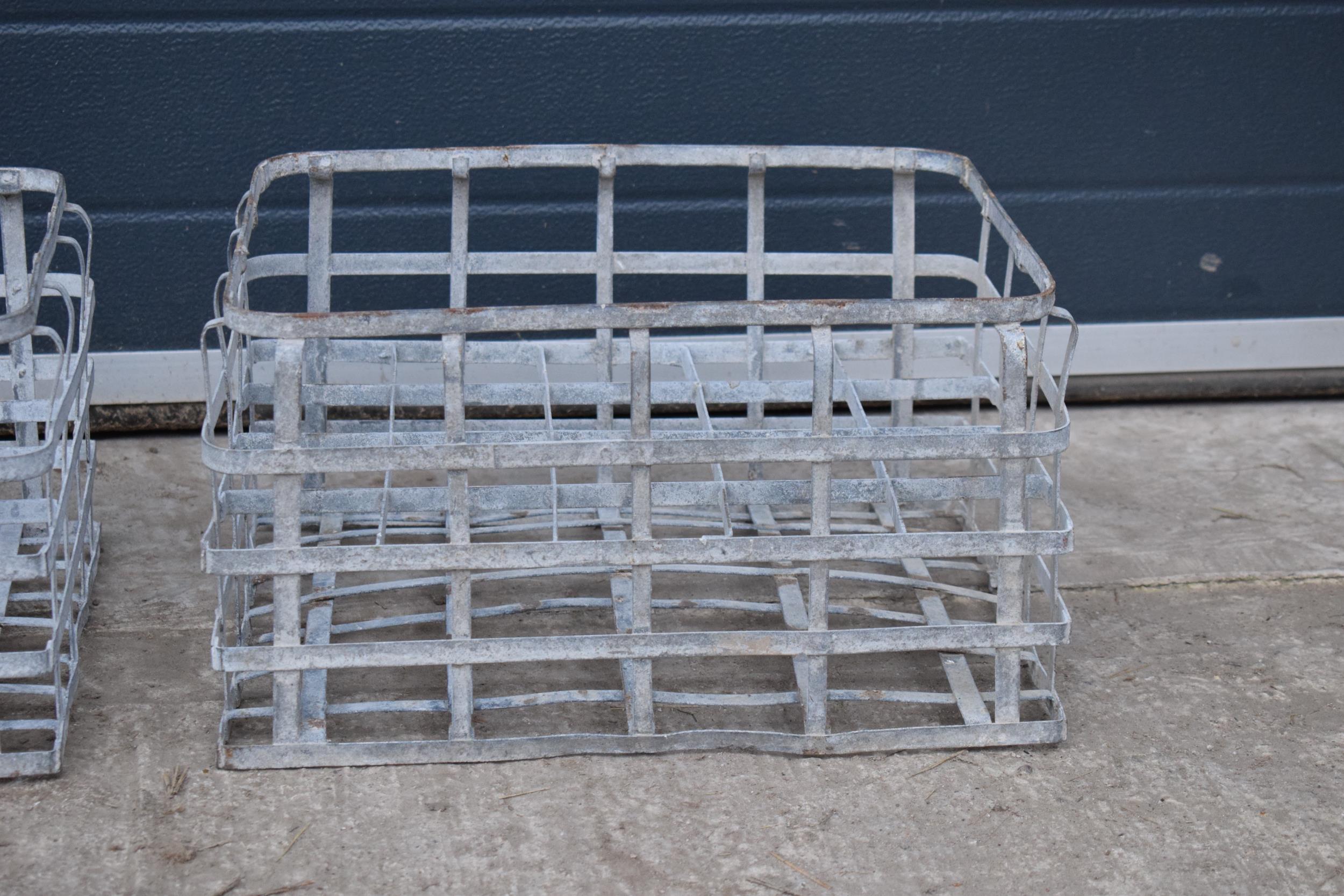 A pair of vintage metal stacking milk crates. Each to hold 16 bottles. Approx 44 x 35cm. - Image 2 of 6