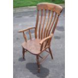 Victorian high-backed farmhouse chair. 115cm tall. In good functional condition with some scratches,