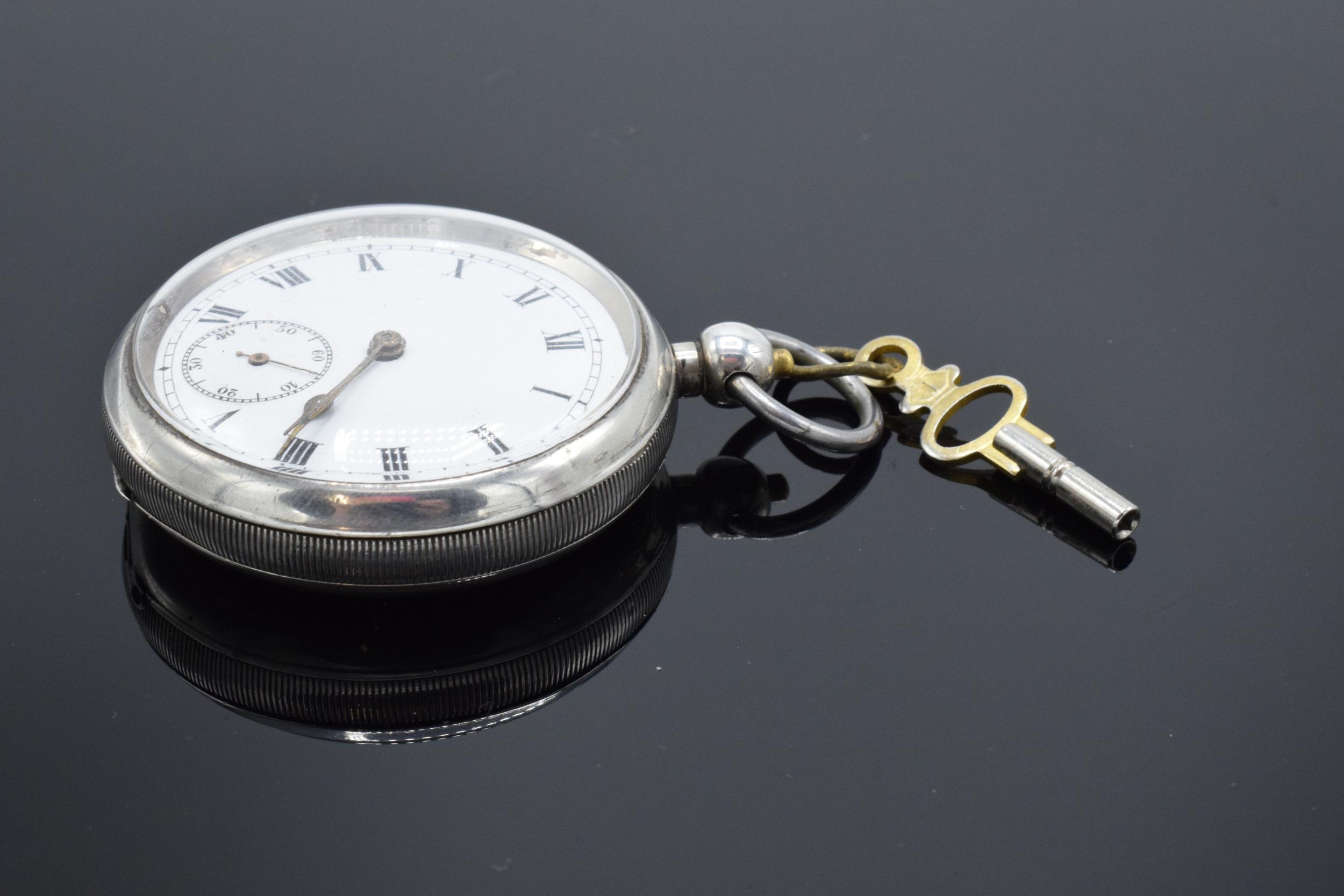 Silver pocket watch with key. Birmingham 1936. Untested. - Image 6 of 6