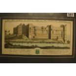 A framed print 'The West Prospect of Newark Castle in the County of Nottingham' ('The Weft