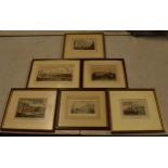 A collection of engravings and prints to include Custom House by W Westall, The Custom House
