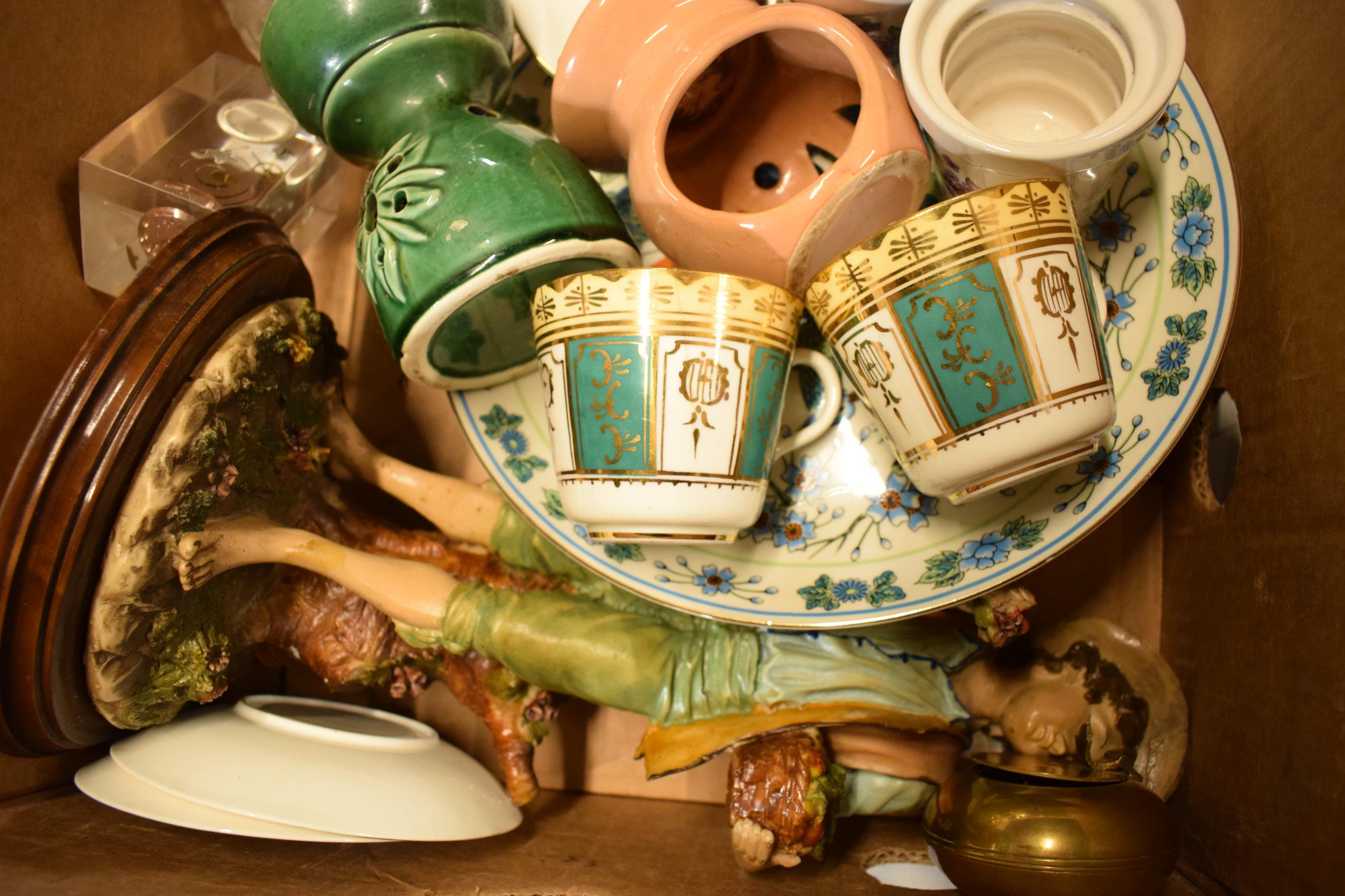 A mixed collection of items to include glass decanters, 19th century tea ware, silver plated - Image 5 of 6