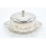 Silver plated muffin dish with glass insert. 15cm diameter.