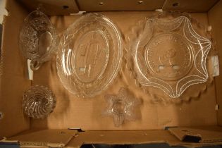 A collection of vintage glassware to include commemorative plates for U.S Grant, McKinley glass tray