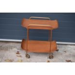 A retro mid century / vintage two-tier tea / hostess trolley made with Danish Style teak or