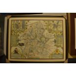 A reproduction print of a John Speed 17th century map of 'Stafford Countie and Towne with the