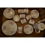 A Hammersley part coffee set decorated with a pink floral scene to include a coffee pot, 6 coffee