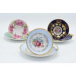 A collection of Aynsley cups and saucers to include a pink rose / cabbage rose example, a similar