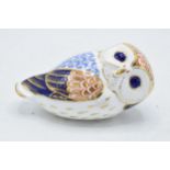 Royal Crown Derby paperweight in the form of an owl. First quality with stopper. In good condition