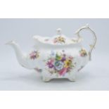 Hammersley bone china tea pot decorated with a floral spray design. 28cm long. In good condition