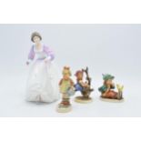 A collection of Goebel / Hummel figures together with Royal Doulton lady figure Ashley HN3420 (
