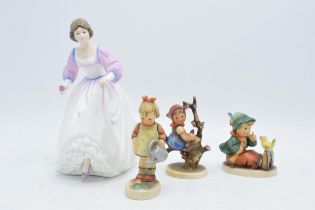 A collection of Goebel / Hummel figures together with Royal Doulton lady figure Ashley HN3420 (